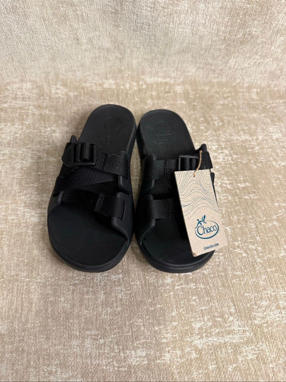 NWT Chaco Kids Chillos Flat Heel Open Toe Comfort Slide Sandals Black Size 3